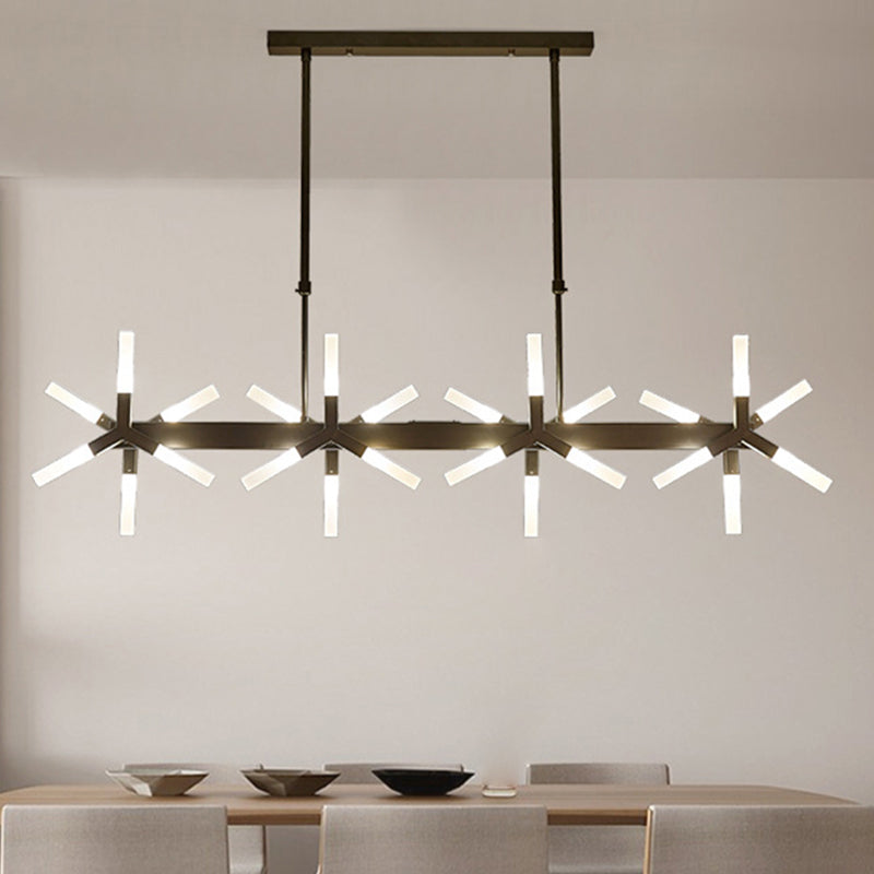 18/24-Light Linear Acrylic Shade Ceiling Pendant For Dining Room - Black/White/Gold Ideal Over