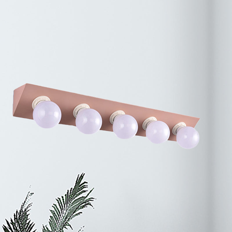 Macaron Style 5-Light Metal Vanity Sconce In Pink/Yellow - Brighten Up Your Walls