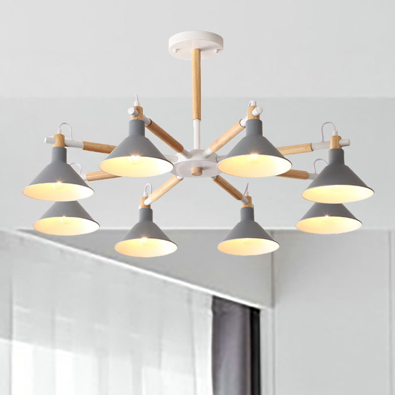 Modern Metal 8-Bulb Hanging Chandelier - Horn Shape Design For Living Room