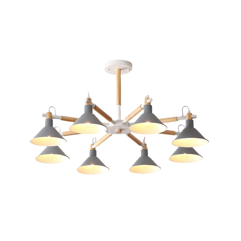 Modern Metal 8-Bulb Hanging Chandelier - Horn Shape Design For Living Room