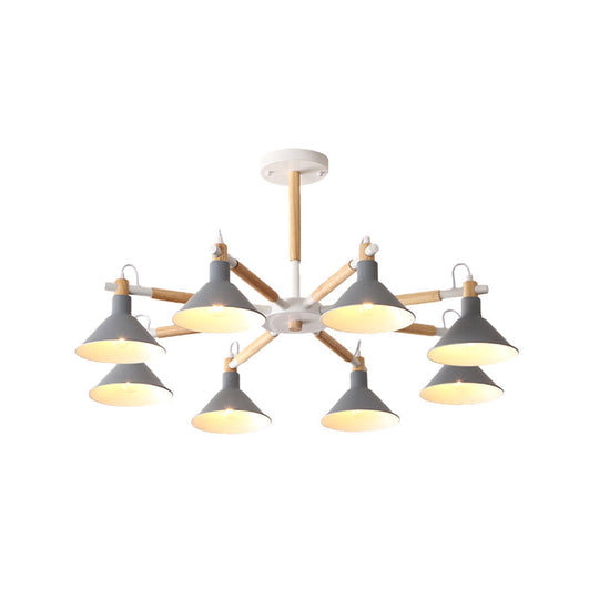 Modern Metal 8-Bulb Hanging Chandelier - Horn Shape Design For Living Room