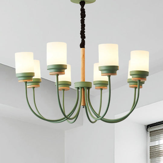 Contemporary Tapered Shade Chandelier - 8-Light Glass Pendant For Modern Living Room