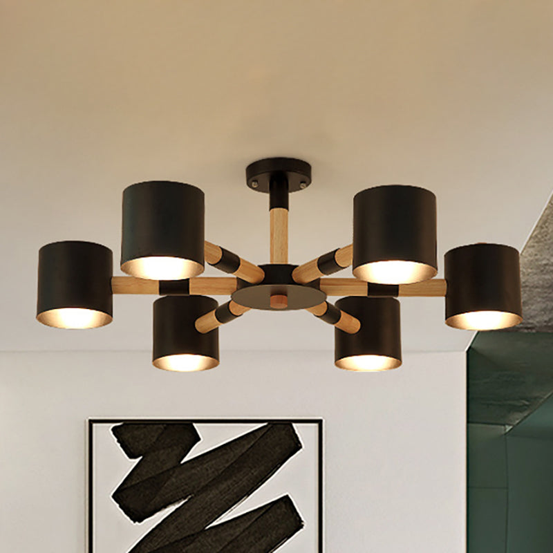 Nordic Metal Cylinder Pendant Light Fixture For Living Room