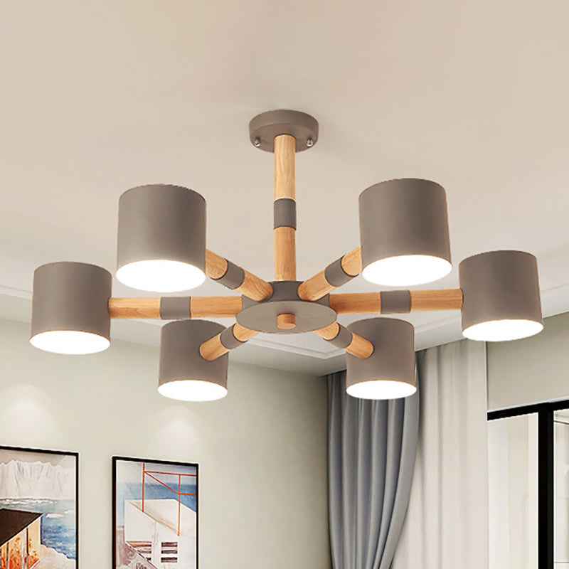 Nordic Metal Cylinder Pendant Light Fixture For Living Room