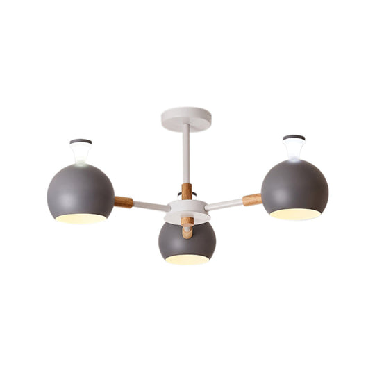 Modern Dome Hanging Pendant Light With 3 Lights For Dining Room - Iron Ceiling Fixture