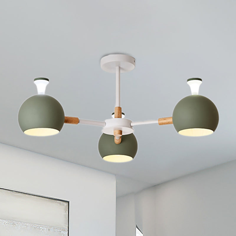 Modern Dome Hanging Pendant Light With 3 Lights For Dining Room - Iron Ceiling Fixture