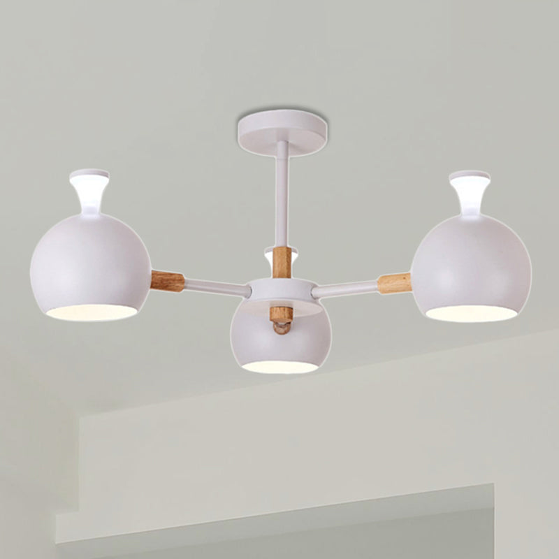 Modern Dome Hanging Pendant Light With 3 Lights For Dining Room - Iron Ceiling Fixture