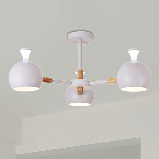 Modern Dome Hanging Pendant Light With 3 Lights For Dining Room - Iron Ceiling Fixture