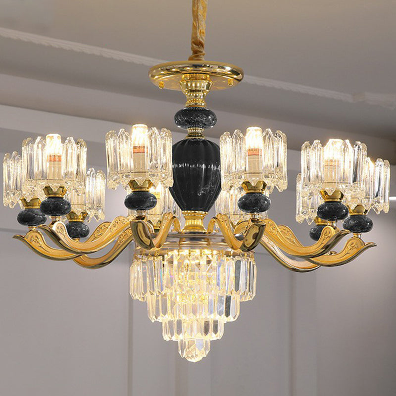 Vintage Prismatic Crystal Chandelier - Elegant Dining Room Lighting Fixture