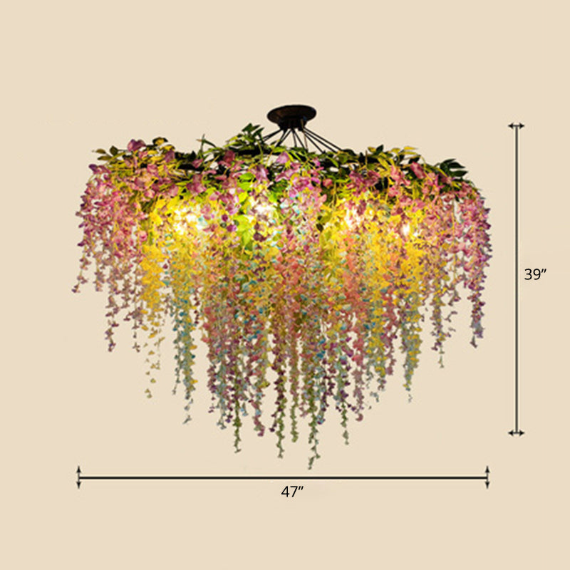 Modern Industrial Hanging Metal Chandelier For Restaurants - Artificial Botanic Led Light Fixture