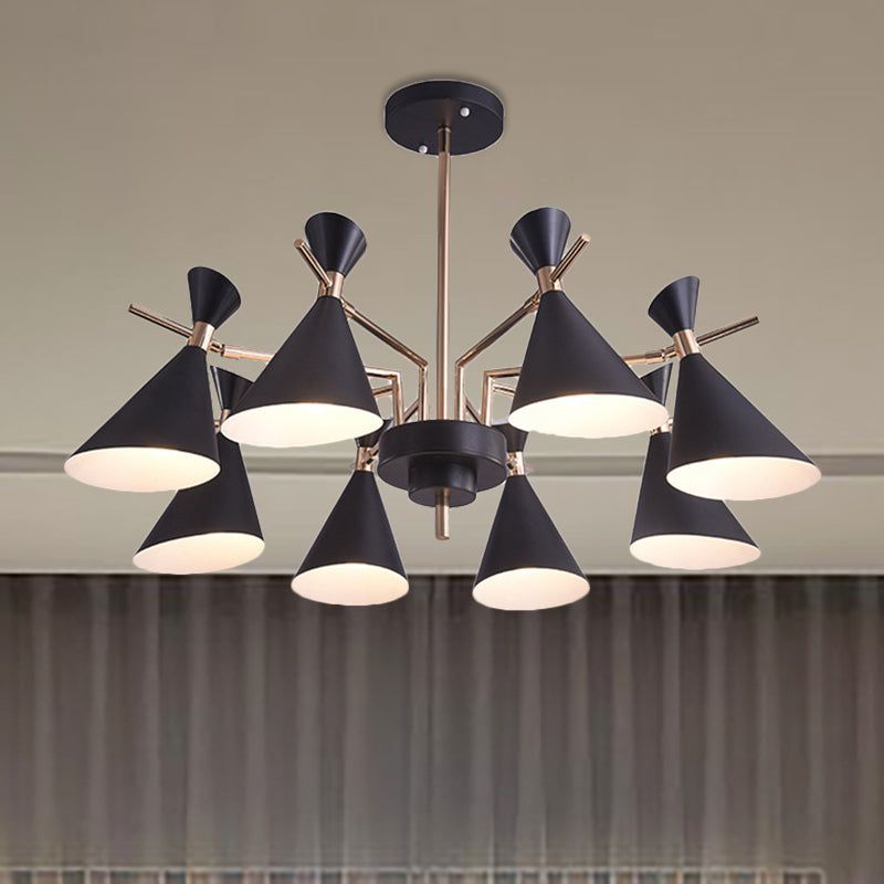 Modern Metal Horn Shade Pendant Lamp - 8 Lights For Living Room Black