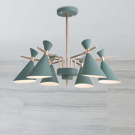 Modern Metal Horn Shape Ceiling Lamp - 6 Light Hanging Chandelier For Bedroom