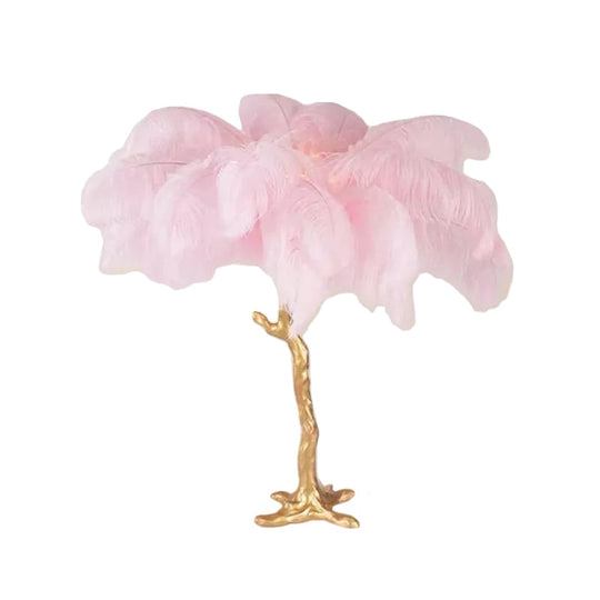 Coconut Tree Night Lamp: Artistic Feather Design Pink And Gold - Perfect Living Room Table Light