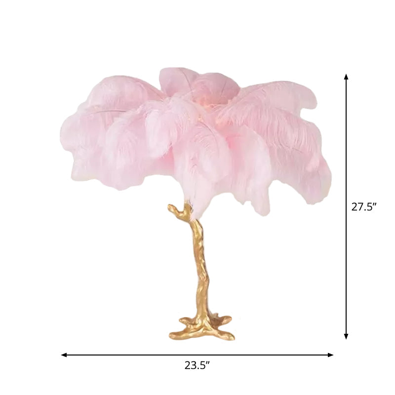 Coconut Tree Night Lamp: Artistic Feather Design Pink And Gold - Perfect Living Room Table Light