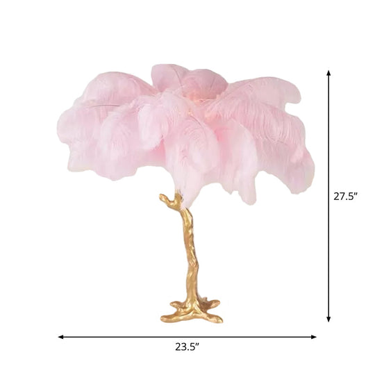 Coconut Tree Night Lamp: Artistic Feather Design Pink And Gold - Perfect Living Room Table Light