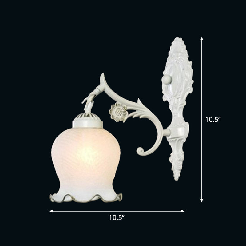 Retro Style Glass Wall Lamp For Living Room With Flowerbud Design