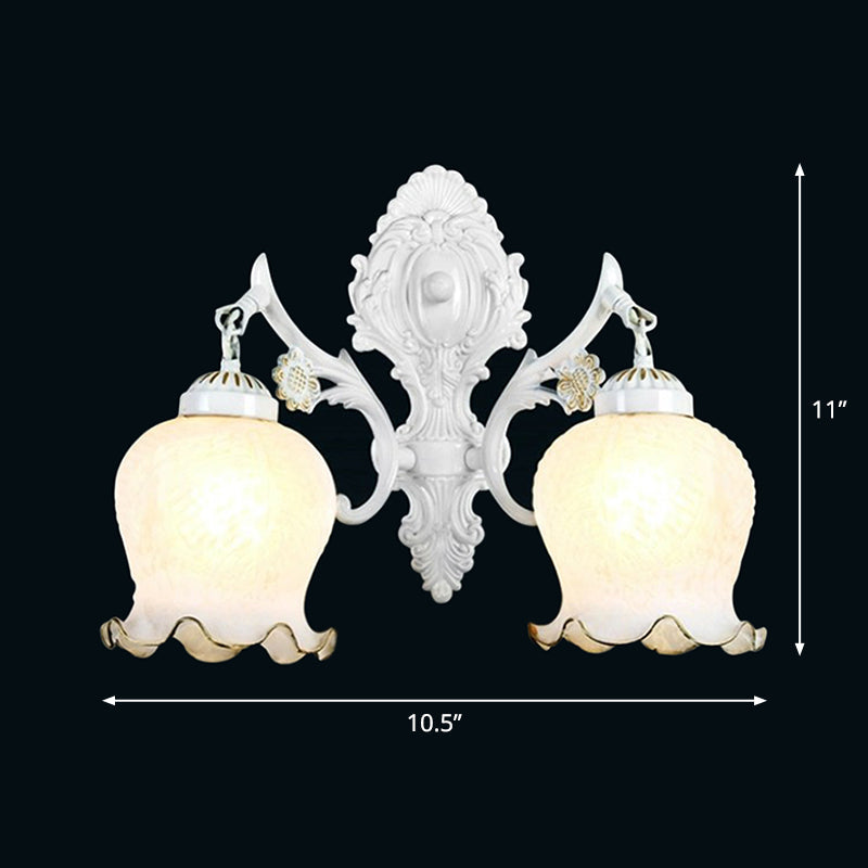 Retro Style Glass Wall Lamp For Living Room With Flowerbud Design