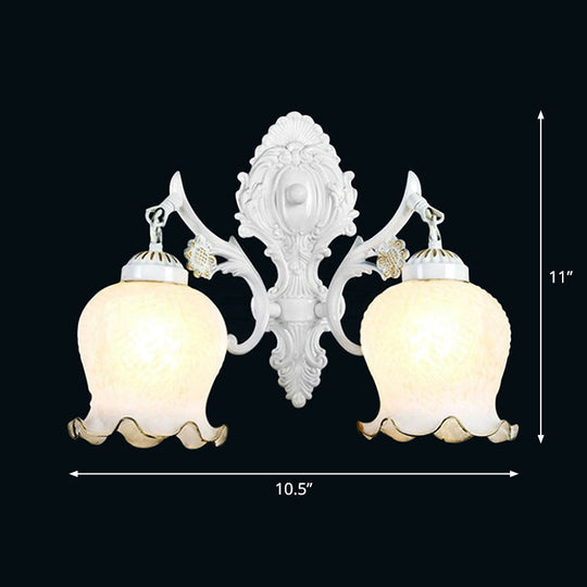 Retro Style Glass Wall Lamp For Living Room With Flowerbud Design