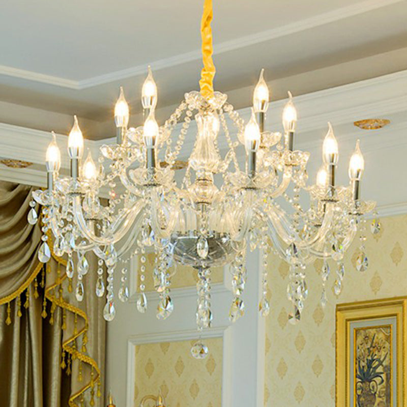 Baroque Candelabra Chandelier: Clear Crystal Pendant Light For Dining Room