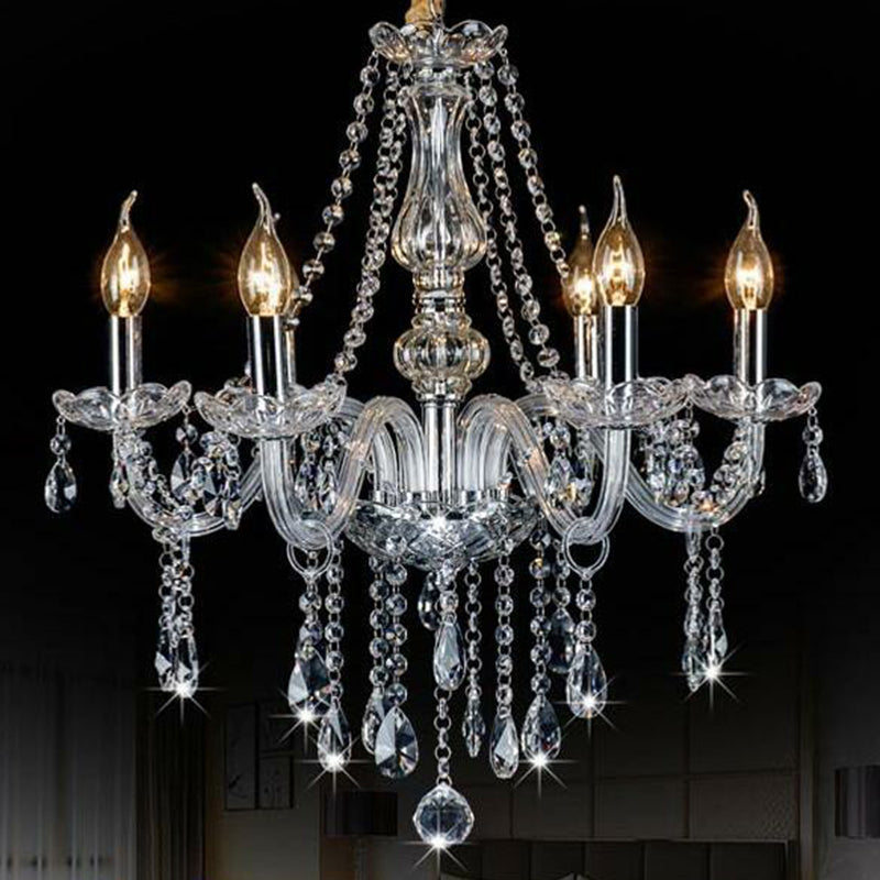 Baroque Candelabra Chandelier: Clear Crystal Pendant Light For Dining Room