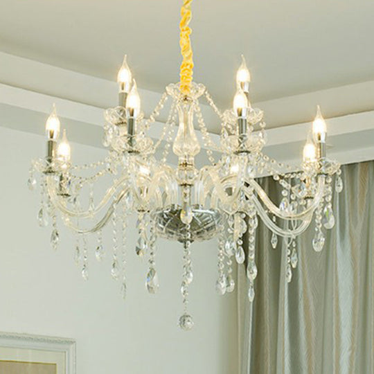 Baroque Candelabra Chandelier: Clear Crystal Pendant Light For Dining Room 12 /