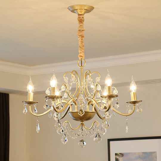 Classic Crystal Pendant Chandelier With Metal Gold Finish