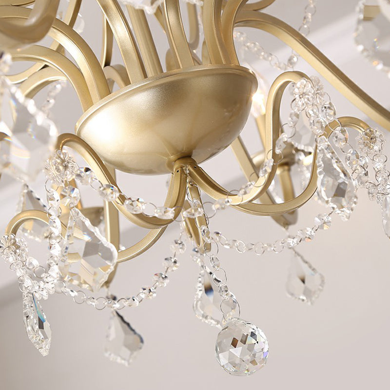 Classic Crystal Pendant Chandelier With Metal Gold Finish