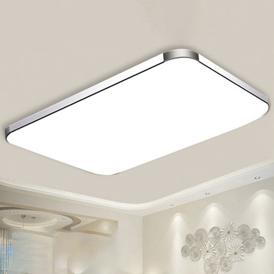 Simple Style LED Flush Ceiling Light, White/Silver, with Acrylic Diffuser - Ideal for Living Room - 21"/25.5"/36.5" W