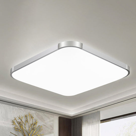 Simple Style LED Flush Ceiling Light, White/Silver, with Acrylic Diffuser - Ideal for Living Room - 21"/25.5"/36.5" W