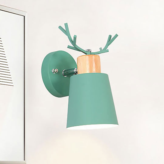 Modern Rotatable Macaron Green Wall Sconce - 1 Head Metal Lamp For Foyer