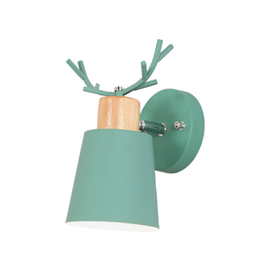 Modern Rotatable Macaron Green Wall Sconce - 1 Head Metal Lamp For Foyer