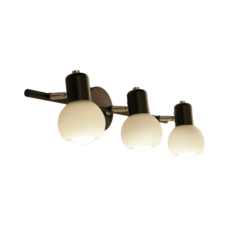 Contemporary Globe Sconce Light With Metal And Milk Glass 2/3 Lights Wall Fixture In Black - Perfect