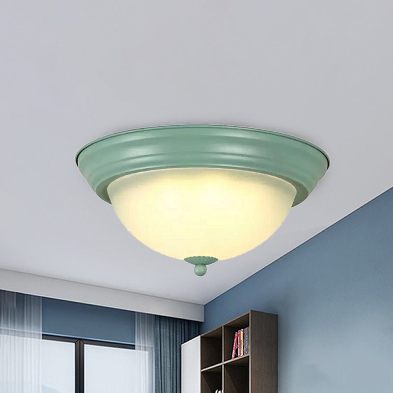 Flush Mount Milk Glass Macaron Loft Ceiling Light for Hallway Bathrooms