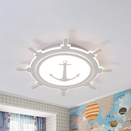 White LED Flush Mount Light with Acrylic Rudder Design for Kindergarten