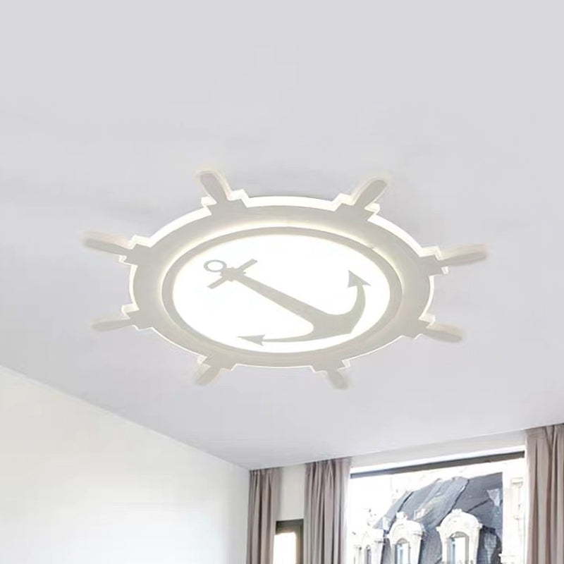 White LED Flush Mount Light with Acrylic Rudder Design for Kindergarten