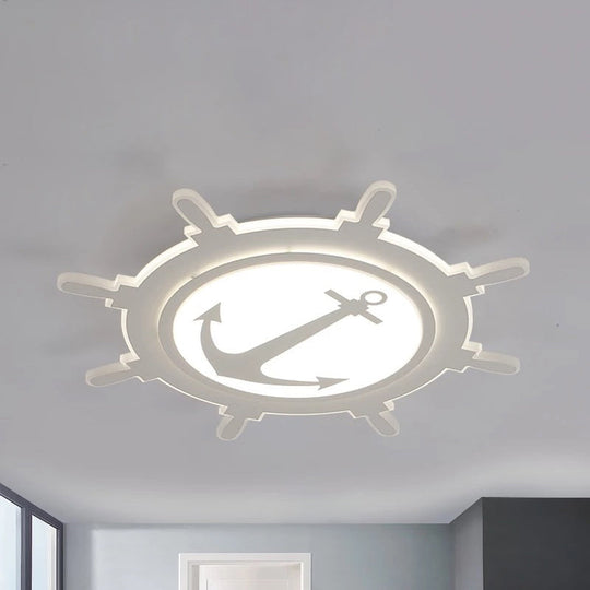 White LED Flush Mount Light with Acrylic Rudder Design for Kindergarten