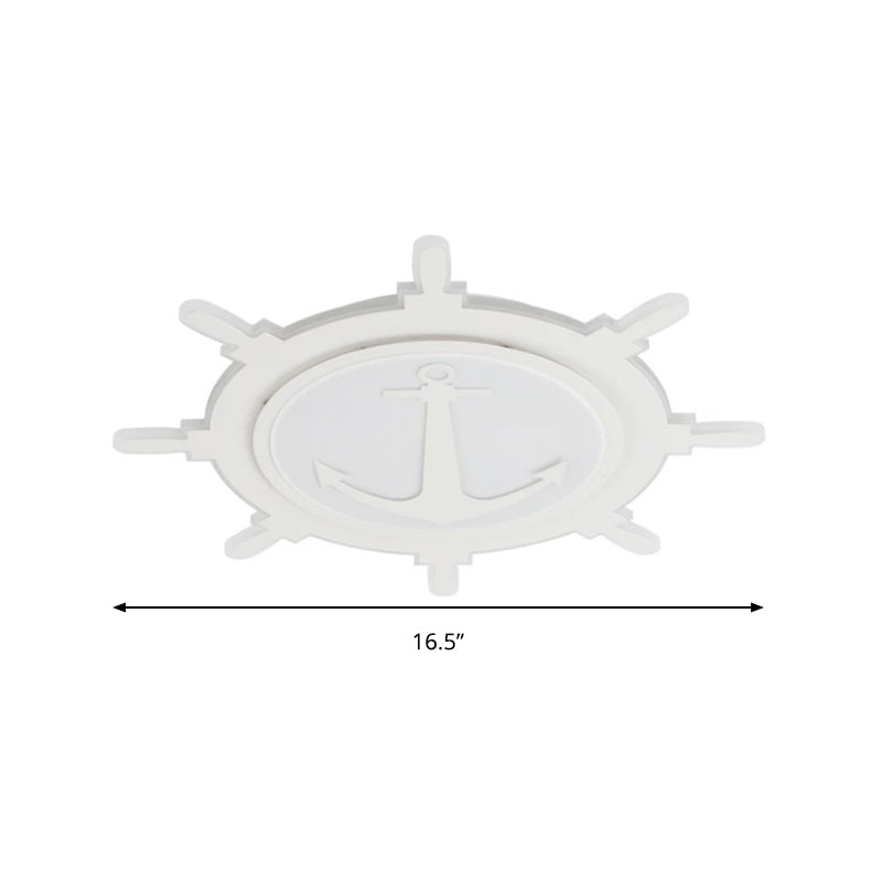 White LED Flush Mount Light with Acrylic Rudder Design for Kindergarten