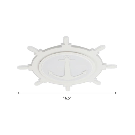 White LED Flush Mount Light with Acrylic Rudder Design for Kindergarten