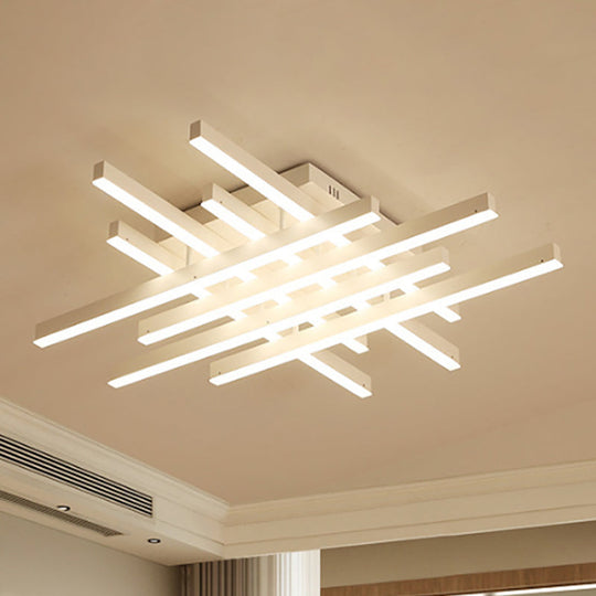 Modern LED Flushmount Lighting for Living Room - 31"/39" Wide Traverse Acrylic Shade Lamp in Warm/White Light