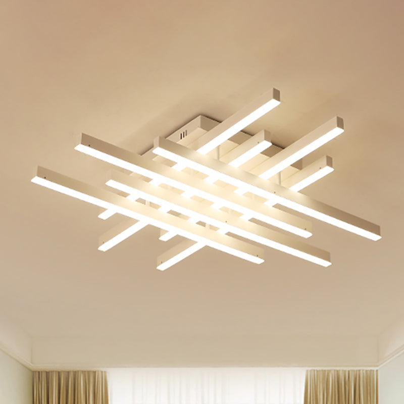 Modern LED Flushmount Lighting for Living Room - 31"/39" Wide Traverse Acrylic Shade Lamp in Warm/White Light