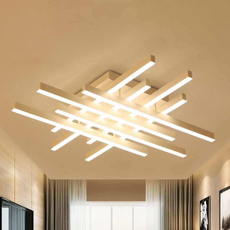 Modern LED Flushmount Lighting for Living Room - 31"/39" Wide Traverse Acrylic Shade Lamp in Warm/White Light