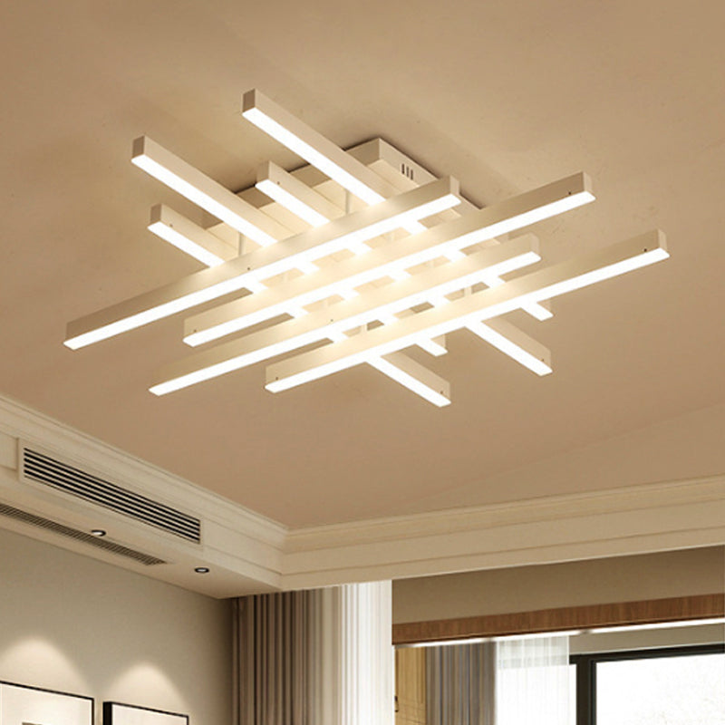 Modern LED Flushmount Lighting for Living Room - 31"/39" Wide Traverse Acrylic Shade Lamp in Warm/White Light