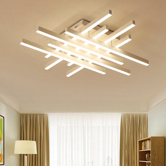 Modern LED Flushmount Lighting for Living Room - 31"/39" Wide Traverse Acrylic Shade Lamp in Warm/White Light