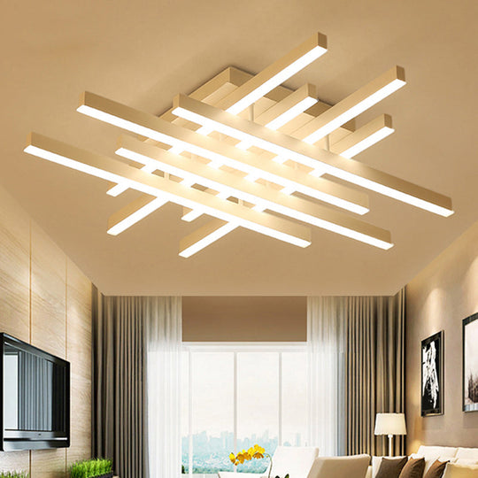 Modern LED Flushmount Lighting for Living Room - 31"/39" Wide Traverse Acrylic Shade Lamp in Warm/White Light