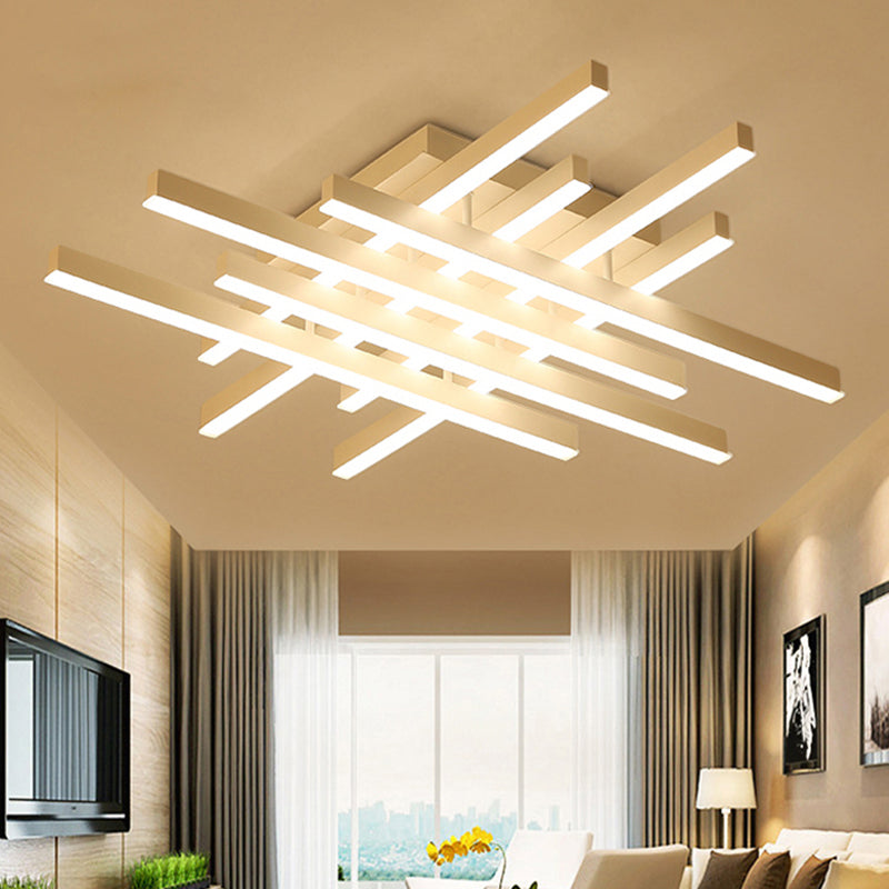 Modern Led Flushmount Lighting For Living Room - 31/39 Wide Traverse Acrylic Shade Lamp In