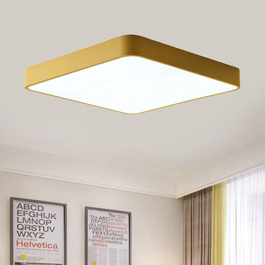 Modern Metal Flush Mount Ceiling Lamp - 16"/19.5"/23.5" Wide Square, LED, Yellow/Green, White/Warm