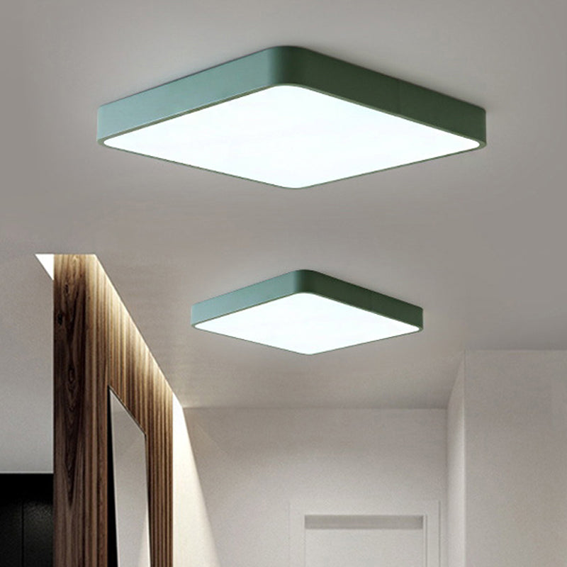 Modern Metal Flush Mount Ceiling Lamp - 16/19.5/23.5 Wide Square Led Yellow/Green White/Warm