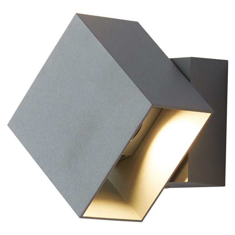 Contemporary Led Wall Sconce - Cuboid Shape Adjustable Angle Metal Black/Grey/White Outdoor Mount