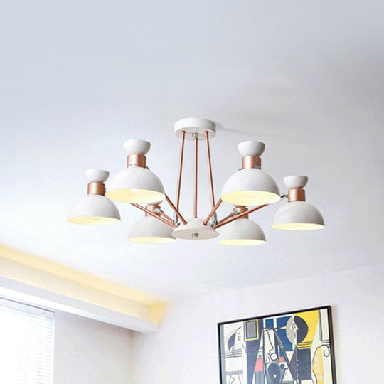 Modern Rotatable Metal Domed Chandelier Light With 6 Heads - Ideal For Living Room