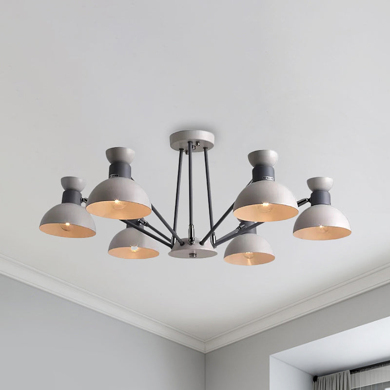 Modern Rotatable Metal Domed Chandelier Light With 6 Heads - Ideal For Living Room